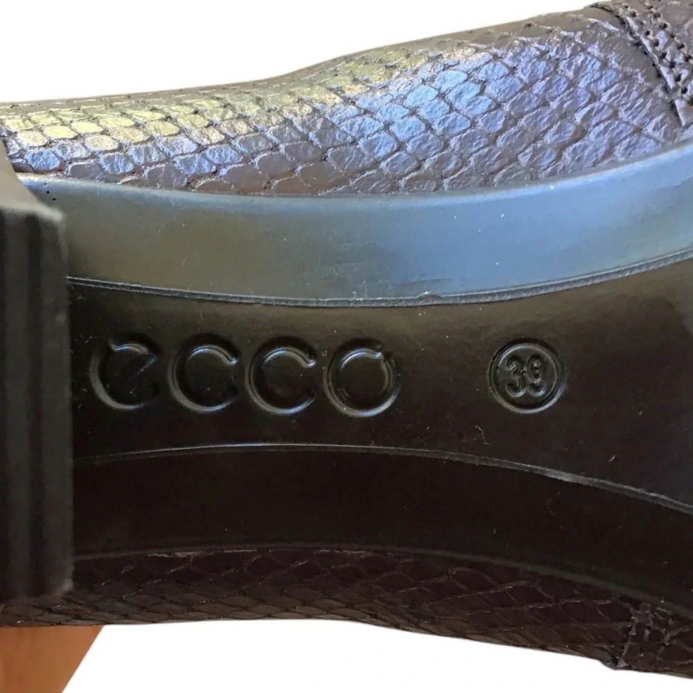 Ecco Shape 55 Plateau Stack Bootie Platform Brown Pump Size 39